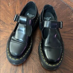 Dr. Martens Bethan Polished Smooth Leather Platform Mary Janes Preowned